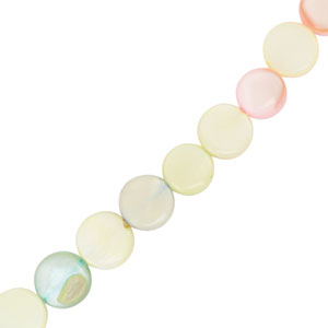 Perles coquillage plates et rondes Multicolore pastel