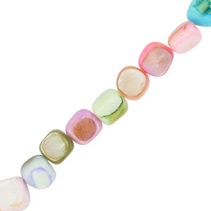 Perles coquillage carr&eacute; Multicolore