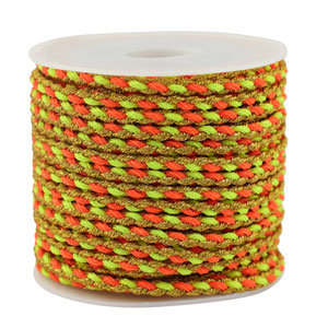 Cordon tress&eacute; tendance 3mm Orange-jaune-dor&eacute;