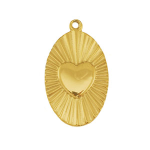 Breloques en acier Inox coeur Dor&eacute;