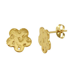 Boucles d'oreilles puces en acier Inox Dor&eacute;