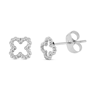 Boucles d'oreilles / puces d&rsquo;oreilles en acier Inox tr&egrave;fle Argent&eacute;