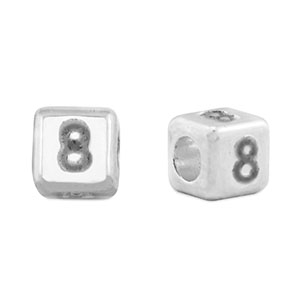 Perles alphabet en m&eacute;tal DQ 8 Argent&eacute; antique (sans nickel)