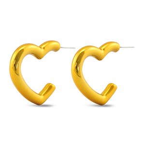 Boucles d'oreilles tendance coeur Jaune dor&eacute;