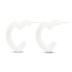 Boucles d'oreilles tendance coeur Blanc-pearl shine coating