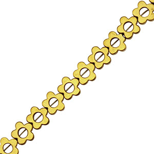 Perles h&eacute;matites fleur 6mm Dor&eacute;