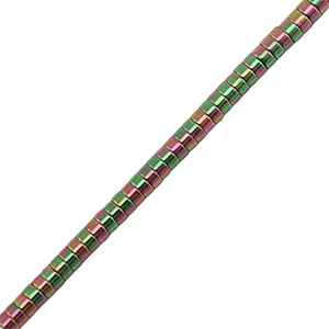 Perles h&eacute;matites disque 2mm Rose-vert-AB coating