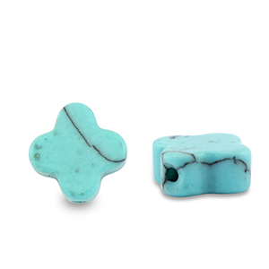 Pierres naturelles perles Calcite tr&egrave;fle Turquois