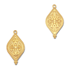 Breloques en m&eacute;tal DQ ovale avec fleur Dor&eacute; (sans nickel)