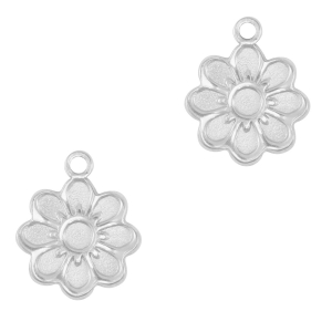 Breloques en acier Inox fleur Argent&eacute;