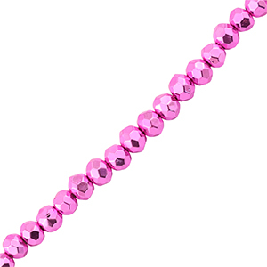 Perles &agrave; facettes 4x3mm disque Fuchsia rose m&eacute;tallique