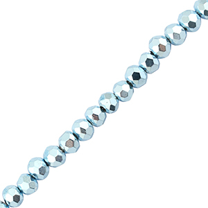 Perles &agrave; facettes 4x3mm disque Bleu clair m&eacute;tallique