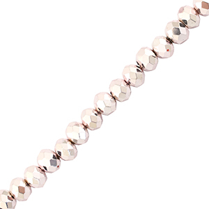 Perles &agrave; facettes 4x3mm disque Rose clair m&eacute;tallique