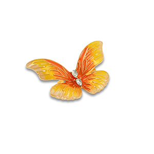 Broches papillon Dor&eacute;-jaune-orange