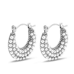 Boucles d'oreilles / puces en acier Inox avec imitations perles Argent&eacute;