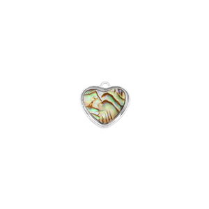 Pendentifs en r&eacute;sine avec imitation de coquille coeur Argent&eacute;-Vert oc&eacute;an