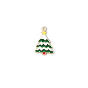 Breloques en m&eacute;tal sapin de no&euml;l Dor&eacute;-blanc-vert-jaune
