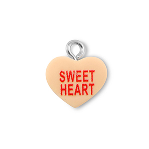 Pendentifs en r&eacute;sine coeur "SWEET HEART" Orange clair-rouge