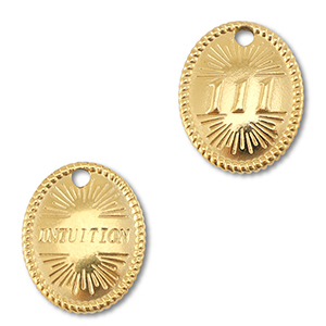 BY31&reg; Breloque en acier Inox num&eacute;ros des anges 111 / intuition Dor&eacute;