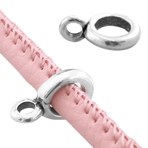 M&eacute;tal DQ pendentifs avec anneau (pour cuir cousu 4mm) Argent&eacute; antique (sans nickel)