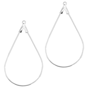 Supports boucles d'oreilles goutte en m&eacute;tal DQ Argent&eacute; (sans nickel)