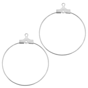 Supports boucles d'oreilles cr&eacute;oles 30mm en m&eacute;tal DQ argent&eacute; antique (sans nickel)