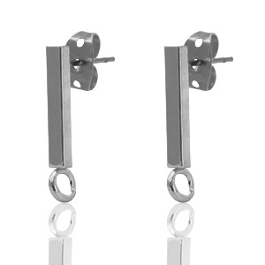Appr&ecirc;ts en m&eacute;tal DQ puce d'oreille barre Argent&eacute; anthracite (sans nickel)