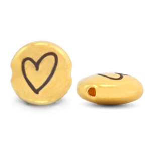 Perles en m&eacute;tal DQ 7mm coeur Dor&eacute; (sans nickel)