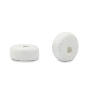 Perles en c&eacute;ramique DQ grecque 6mm disque Blanc