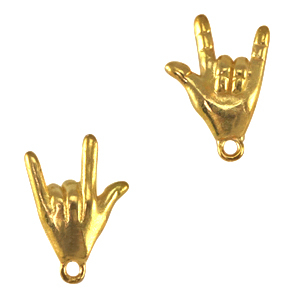 Breloques en m&eacute;tal DQ "I love you" Dor&eacute; (sans nickel)