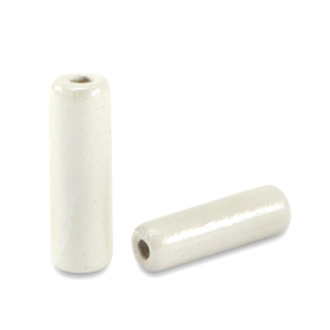 Perles en c&eacute;ramique DQ grecque tube Blanc cr&egrave;me