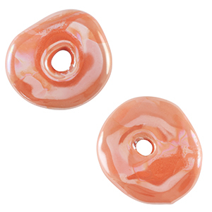 Perles en c&eacute;ramique DQ grecque donut Orange blush