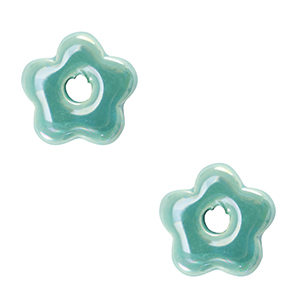 Perles en c&eacute;ramique DQ grecque fleur Turquoise