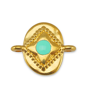 Breloques en m&eacute;tal DQ connecteur ovale Veraman Bleu-Dor&eacute; (sans nickel)