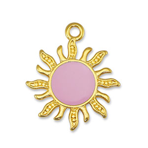 Breloques en m&eacute;tal DQ soleil Rose clair-Dor&eacute; (sans nickel)