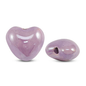 Perles en c&eacute;ramique DQ grecque coeur Violet