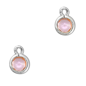 Pendentifs en verre Crystal glass rond Rose clair-argent&eacute;