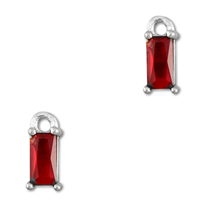 Pendentifs en verre Crystal glass rectangle Rouge-argent&eacute;