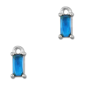 Pendentifs en verre Crystal glass rectangle Bleu-argent&eacute;