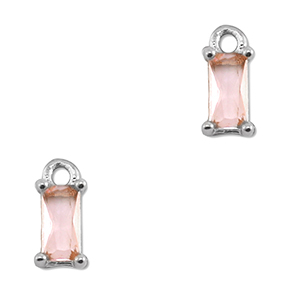 Pendentifs en verre Crystal glass rectangle Rose clair-argent&eacute;