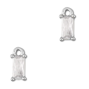Pendentifs en verre Crystal glass rectangle Transparent-argent&eacute;