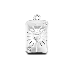 BY31&reg; Breloques en acier Inox carte de c&oelig;ur Argent&eacute;