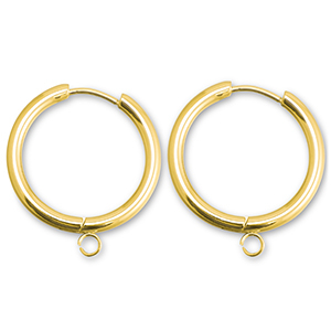 Boucles d'oreilles en acier inox cr&eacute;oles avec anneau 19mm  Dor&eacute;