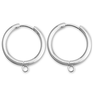 Boucles d'oreilles en acier inox cr&eacute;oles avec anneau 19mm Argent&eacute;