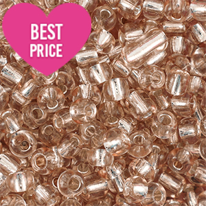 Perles de rocailles 6/0 (4mm) Beige semoule clair doublure argent&eacute;