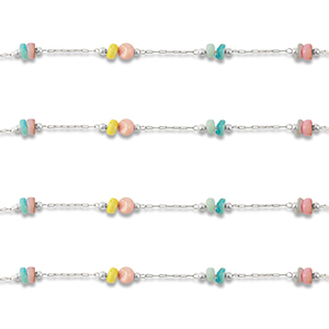 Appr&ecirc;ts en acier inox cha&icirc;ne maille jaseron disc Argent&eacute;-multicolore