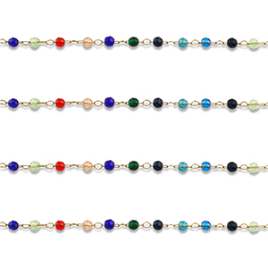 Appr&ecirc;ts en acier inox cha&icirc;ne maille jaseron rond Dor&eacute;-multicolore