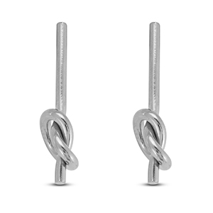 Boucles d'oreilles / puces en acier Inox n&oelig;ud Argent&eacute;