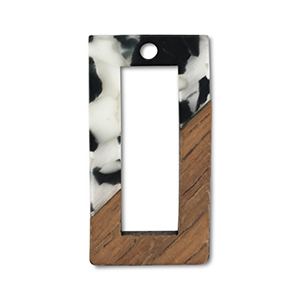 Pendentifs en bois rectangle Noir-blanc-marron
