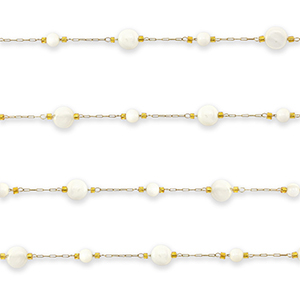 Appr&ecirc;ts en acier inox cha&icirc;ne maille jaseron rond Dor&eacute;-blanc cass&eacute;